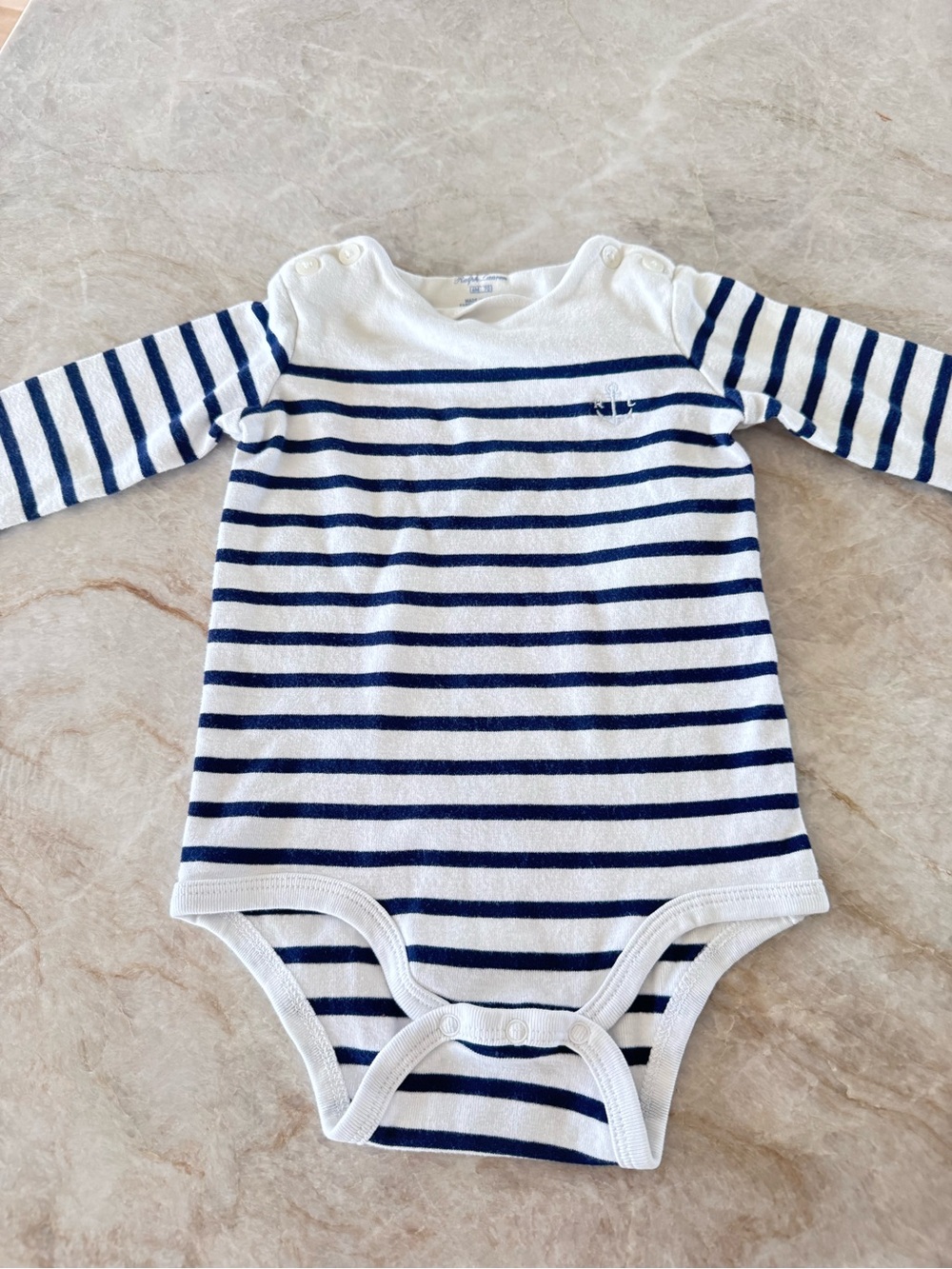 Ralph Lauren Baby Striped Long Sleeve Bodysuit Navy White 6M